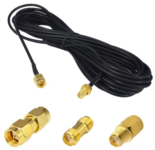 YILIANDUO SMA Kabel 5M Stecker-Buchse RG174 + 3 SMA Adapter für 4G/LTE | SMA Koaxialkabel, niedrige Verluste, Ideal für 4G LTE Router, Modems, Gateways, Hotspots und Antennenverlängerung.
