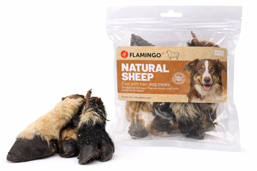 friandises pour Chien - Nature - Patte de Mouton avec Poils - 200 g - Aide au Nettoyage des Dents - favorise la Digestion - sans Gluten - fabriqué en Europe