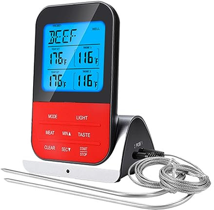 Garneck Termometro Per Alimenti Carne Digitale Wifi Sensore Di Temperatura Carne Per Il Forno Termometro Da Cucina Wireless Termometro Per Barbecue Silver Acciaio Inossidabile