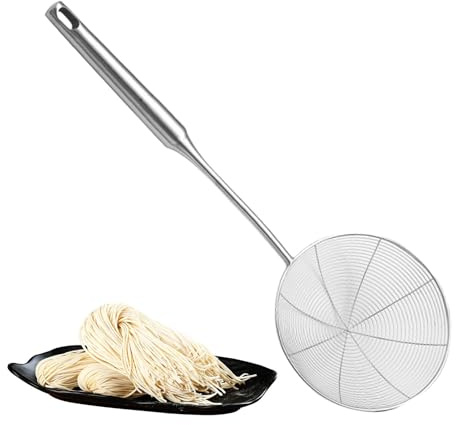 Colador de araña para freír, cuchara colador de malla fina, colador de acero inoxidable, colador de cuchara para pasta de cocina, cucharón de alambre
