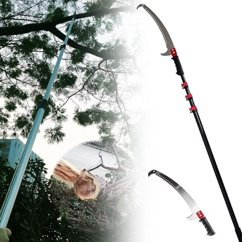 KHYTEBV Seghe da potatura, Sega telescopica Professionale per Alberi con Gancio Curvo, Sega a Mano in Acciaio da 65 Mn, Asta telescopica in Alluminio con Design Rinforzato, f