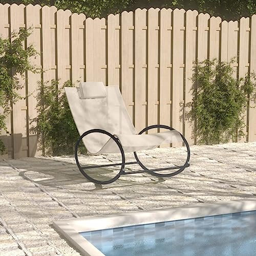 LVHUIDEH Schaukelliege mit Kissen, Sonnenliege, Outdoor Liegestuhl, Ergonomischen Design, Wetterfest, Gartenliege für Patio/Strand/Terrasse/Pool, 105,5 x 62 x 91,5 cm, Stahl und Textilene