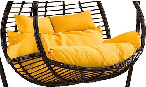 Cojín grueso impermeable doble para silla colgante de 2 plazas, para jardín, jardín, mimbre, balancín, hamaca, hamaca, color amarillo