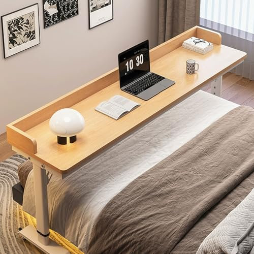 Verstellbarer Betttisch für Laptop mit Rädern, mobiler Betttisch mit Trennwänden für Zuhause oder Krankenhaus, Rollbetttisch für Schlafzimmer, Arbeitsplatz