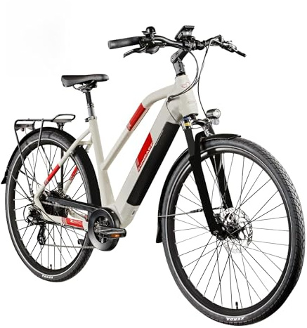 ZÜNDAPP Ebike Damen 28 Zoll Trekkingfahrrad | E Bike 8 Gänge 165-195 cm Elektro Fahrrad | E-Bike Elektrofahrrad mit hydraulischen Scheibenbremsen | Z810 (Antique White, 50 cm)