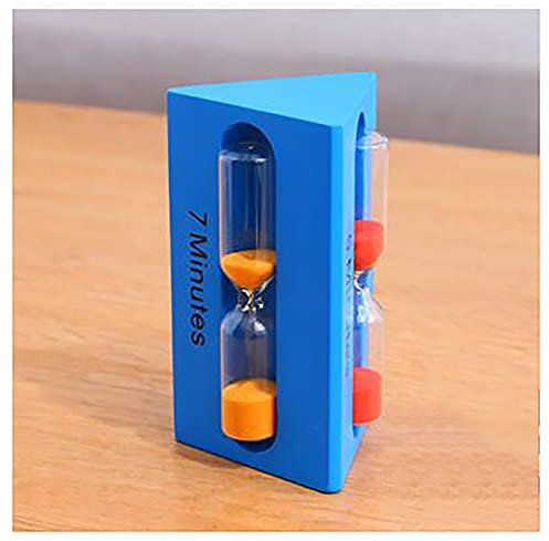 BDSHGRDH minuteur de Sable， 3+5+7 Minute Mini Wooden Hourglass Clock Triangle Shape Creative Sand Decoration Small Ornaments Gift Kitchen Cooking Timer(Blue)