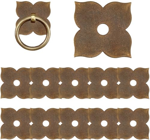 SUPERFINDINGS 12 arandela de placa trasera de latón de hardware botón de armario de metal decoración de muebles clásicos de la junta para puertas de diseño de interiores muebles de bronce antiguo