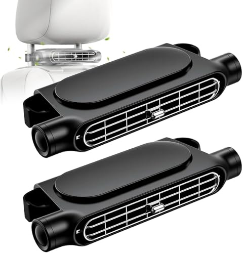 FitRepa 2 PCS Car Fan Vehicle Portable Car Cooling Fan, 3000mAh Rechargeable Battery, with 3 Speeds Powerful Quiet Rechargeable Car Seat Fans, for Truck, Office Chair, Baby Stroller, Travel
