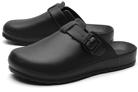 Sandaler för läkare/vårdpersonal – medicinska halkfria tofflor, sjuktofflor för operationssal och klinik, ventilerande hygienskor unisex lätta och vattentäta (svart, 39 EU)