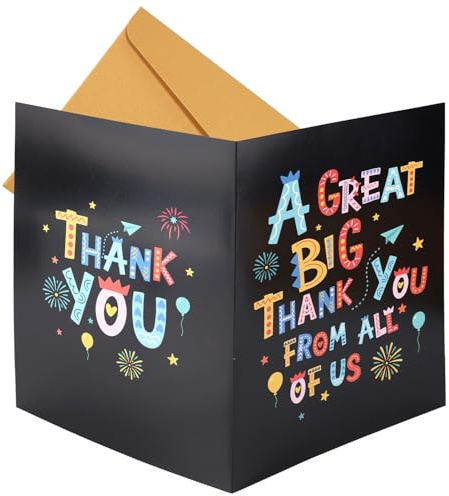 lasuroa Dankeskarten, Große Bunte Dankeskarte mit Umschlag Grußkarte Postkarte Geschenk für Lehrer Familie Team