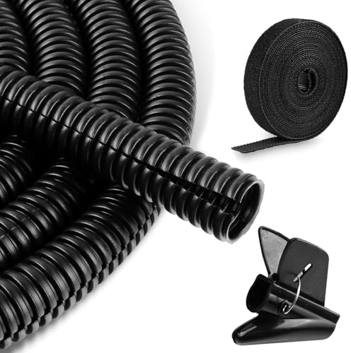 Cable Tidy Sleeve 10Ft Black Cable Management Wire Tidy Cord Protector for TV, home, PC, garden and office, Provides cable protection for dogs and cats from pet chewing