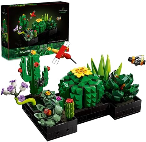 5 Pack Cactus Succulent Building Blocks Set – 590PCS DIY Potted Plant Bricks Kit, Botanical Collection, Flower Models for Adult, Home Decor, Creative Gift for Mothers Day, Christmas