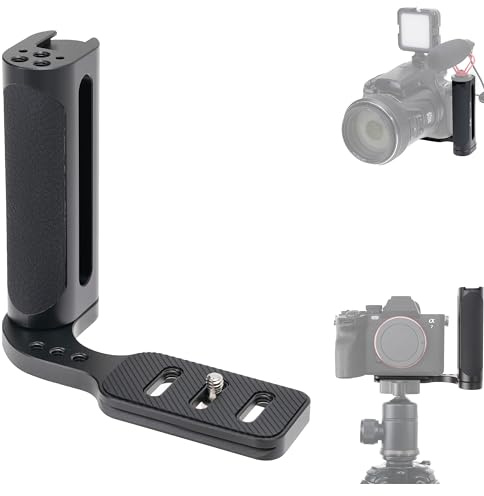 Fotga Soporte universal de agarre lateral estabilizador de video con placa base Arca Swiss para cámara réflex digital Canon/Nikon/Sony/Panasonic, zapata fría de 1/4 a 20 agujeros para luz LED