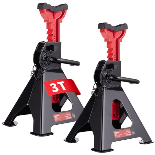 LEHMANN Cavalletti Auto 3T x2, Set da 2 Pezzi, Altezza Regolabile 300-430 mm, Supporti Regolabili con Cuscinetto in Gomma, Cavalletti per Auto, SUV e Piccoli Trasportatori Fino a 3000 kg, Portatile