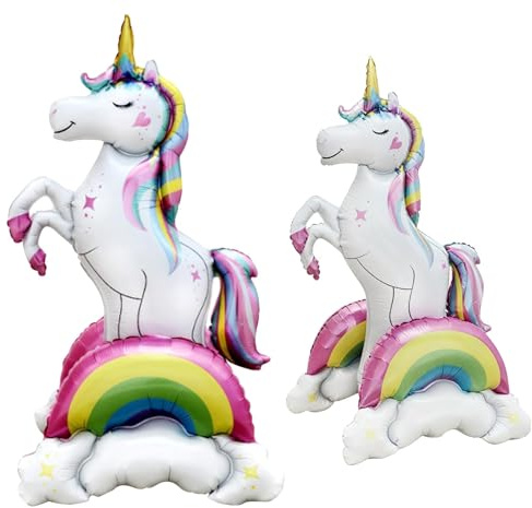 Huahuanghui XXL Einhorn Luftballon, Stehendes Einhorn Folienballon | 3D Einhor Luftballons,Deko Einhor Kindergeburtstag, Kindergeburtstag Deko Rosa, Geburtstags Party