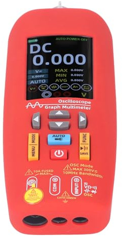 Fockety Multímetro de Osciloscopio Portátil, 6000 Recuentos Osciloscopio Automotriz Portátil Multímetro Digital Con Pantalla A Detector de Color de Voltaje para Corriente CA CC, Diodos