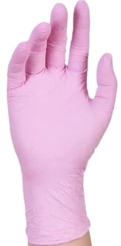 20/50/100 pezzi Guanti monouso in nitrile rosa, senza lattice, in polvere, for tatuaggi, for salone di bellezza, cucina, tinture for capelli(Pink 20PCS S)
