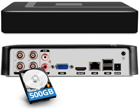 Douevo 1080p 4 Channel Security DVR Recorder with 500GB Hard Drive, H.265 4CH Surveillance Digital Video Recorder,Hybrid 5-in-1 (TVI/AHD/CVI/CVBS/IPC) CCTV DVR for Security Camera