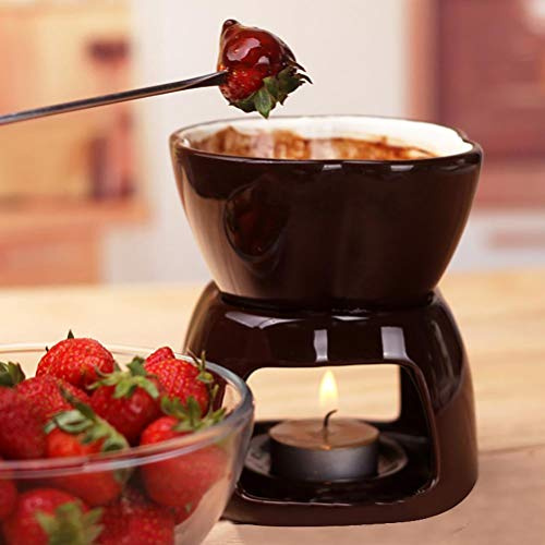 SIXRUN Set per Fonduta di Cioccolato Elegante Pentola per Fonduta di Formaggio in Ceramica per Sciogliere il Formaggio Al Cioccolato per la Festa dei Dessert (A38)