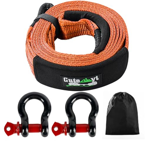 Dwitkul Abschleppseil 8 Tonnen, Hochfestes Abschleppseil Pkw, 5m Tow Rope Heavy Duty mit 2 Verstärkten Haken， Aufbewahrungstasche, für Off-Road Notfall,Orange