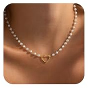 ASCOMY Gold Halskette für Frauen 14K Goldbeschlag Herz-Halskette Zierliches Herz-Hängchen Halskette Kúbizirconia Charme Schöner Heftklammer-Kette Verdrehungskette Perlen-Halskette Schmuck für Sie