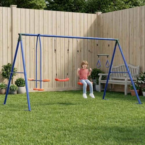 Mangloder - Juego de columpio para exteriores, 330 x 185 x 185 cm, acero PE, resistente a la intemperie, marco estable para jardín, patio, terraza, niños a partir de 3 años