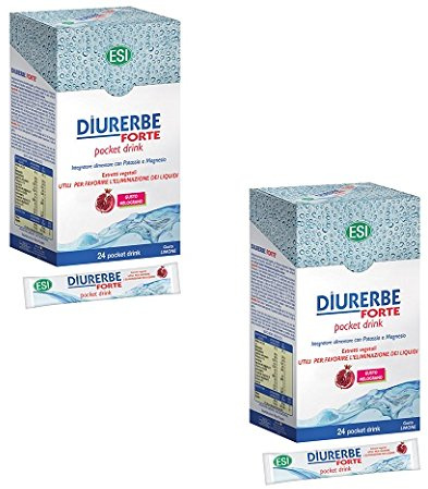 2 ESI DIURERBE FORTE 24 POCKET DRINK GUSTO MELOGRANO DRENANTE E DEPURANTE