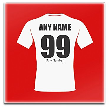 UNIGIFT Personalisierbares Geschenk – Set von 4 x englischen Glasuntersetzern (Rugby Union Design, Farboptionen) – jeder Name / Nachricht auf Ihrem einzigartigen Pad – RFU, glas, rot, Quadrat
