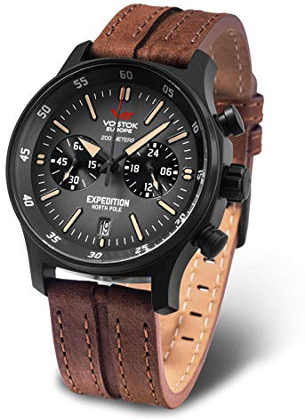 Vostok Expedition Compact Montre Homme Analogique Quartz avec Bracelet Cuir VK64-592C558