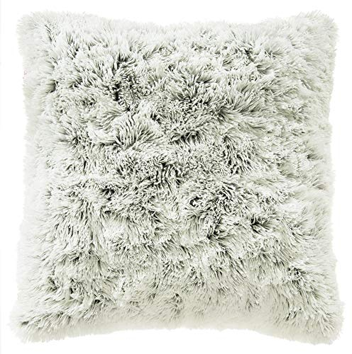 CelinaTex Shetland Dekokissen 45 x 45 cm Creme grau Flokati Optik Zierkissen Langhaar Sofakissen Kunstfell Kissen
