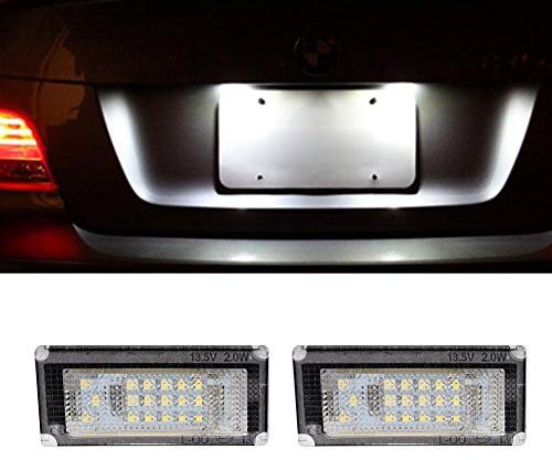 Qiilu Lámpara de placa de matrícula de 1 par, 6000K 18 LEDs Lámpara de panel de matrícula de matrícula apta para Mini R50 R52 R53(DC12V)