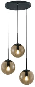 3-flammige Pendelleuchte mit Kugel Lampenschirmen aus Rauchglas Ø 30cm |