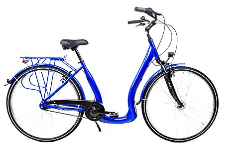 28 Zoll Alu Fahrrad City Bike Damen 7 Gang Nabenschaltung Tiefeinsteiger Saphir Blau