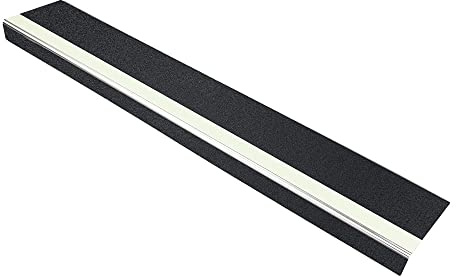 AnTina TAPES® Treppenkantenprofil Thin Line 10x100cm schwarz+nachl.+schwarz | selbstklebend oder schraubbar, Antirutsch, Alu-Träger mit Antirutschbeschichtung· zertifizierte Rutschhemmung, robust