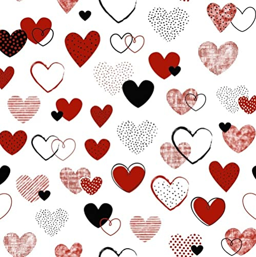 Herz Rot Schwarz 100x160cm 1 Meter 100% Baumwolle Baumwollstoff Kinder Meterware Handwerken Nähen Stoff