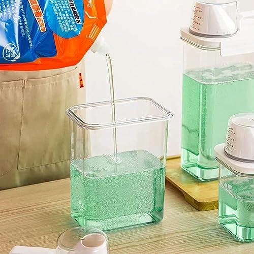 KKPW 2300 ml luftdichter Waschmittelspender mit Messbecher, Mehrzweck-Waschpulver-Spender, Waschpulver-Behälter, Aufbewahrungseimer, Waschmittelbox