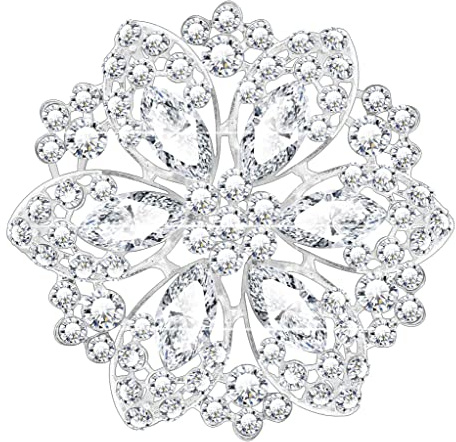 KristLand Kristall Blume Brosche Brautbrosche Art Deco Retro Silberton Hochzeit Verlobung Party Brautjungfer Geschenk für Frauen Damen