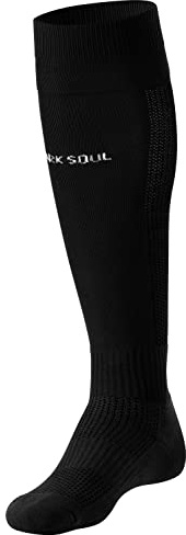 STARK SOUL Fussballstutzen mit gepolsterter Sohle, Sportsocken, Fussballsocken, für Herren & Damen | Schwarz | Größe: 43-46