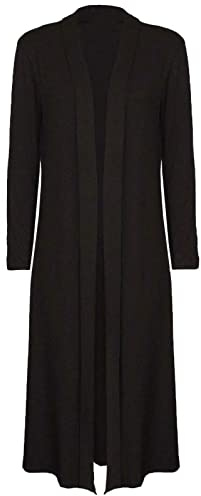 Tease Ladies Maxi Long Length Boyfriend Cardigan Collared Top Long Full Sleeve Floaty