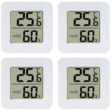 Stronrive 4 Pièces Thermomètre Intérieur Hygromètre Numérique LCD, Thermomètre Intérieur Et Jauge D'humidité pour Chambre À Coucher, Chambre De Bébé, Entrepôt, Cave, Voiture