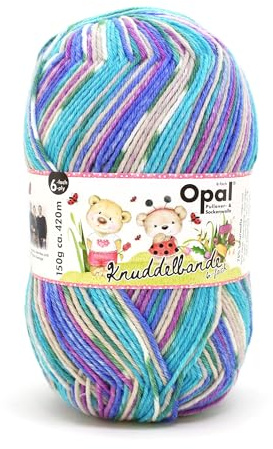 Opal Knuddelbande 11321 6-lagiges Strickgarn für warme Socken mit einzigartigen Farbmustern, 150 g, 11321