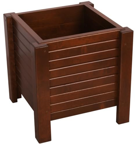 Blumenkasten aus Holz | Pflanzkasten | Blumentopf 50 x 50 x 50cm | Kräutertopf für zu Hause Garten Balkon Terrasse | Topf für Kunststoffeinsatz | Imprägniert | Walnuss