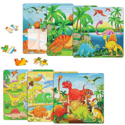 Kinderpuzzle Dino-Puzzles - Bunte Puzzle mit 90 Teilen, Drei Schwierigkeitsgrade für Kinder ab 3 Jahren