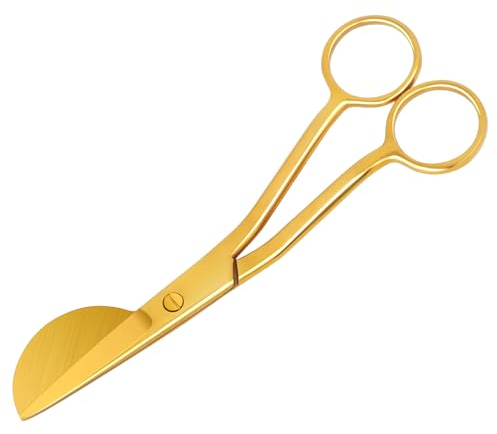 KUONIIY Applikationsschere, Edelstahl-Näh- und Stickschere mit Entenschnabel-Rand, Paddel für Kunst, Basteln, Tufting, Handarbeiten und Sticken, 15,2 cm, Gold