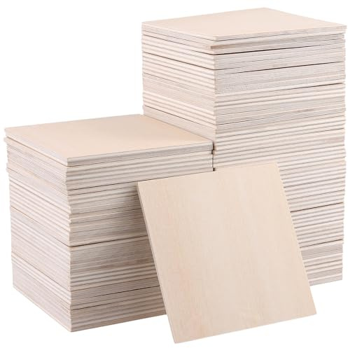ZEONHEI 100 Pcs Basswood Sheets, 100 x 100 x 3mm Square Wood Pieces, Unfinished Wood Board for Crafts, Model Making, Painting, DIY Art, Burning