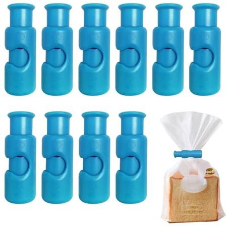 10 Food Bag Squeeze Clips, Bread Clip, Squeeze Bread Bag Cinchs Clips, Bread Sealing Clips, Bag sealers Clips, Bag Clips for Food Storage, Easy Squeeze Lock & Release