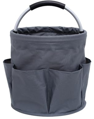 LAWALEISHE Cleaning Caddy Organiser, Cleaning Bag with Handle,Foldable Oxford Fabric Storage Hamper,Multi Pocket Cleaning Caddy Bag,Multifunctional Organiser for Picnic Bath Shopping (Grey)