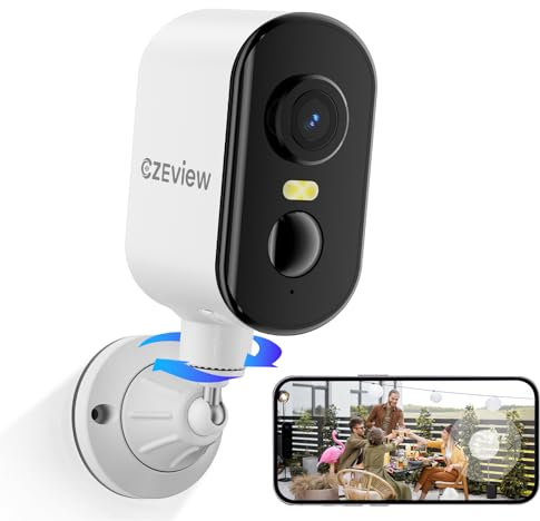 CZEview 2K Überwachungskamera Aussen Akku, Magnetische Montage, 300° Horizontaler PTZ,Bewegungserkennung, WLAN Kabellose Überwachungskamera außen/innen, 2.4G, 2-Wege Audio, Farbige Nachtsicht, IP65