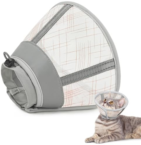 Supet Soft Cat Cone Collar, Air Mesh Pet Recovery Cone After Surgery to Stop Licking, Adjustable Elizabethan Collar Alternative for Small Kitten (S)