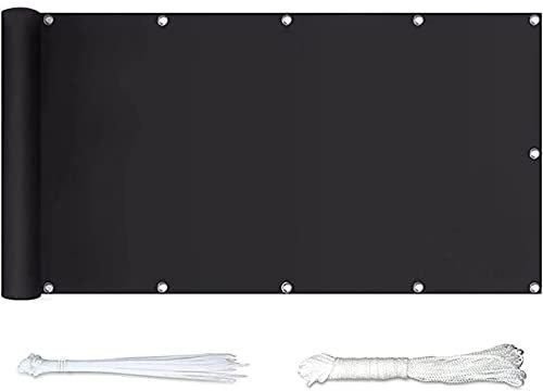 Balkon Sichtschutz 0.9x4m Anti UV Balkonabdeckung mit Ösen Nylon Kabelbinder und Schnur Zaun Wand Garten Hofschutz Schwarz